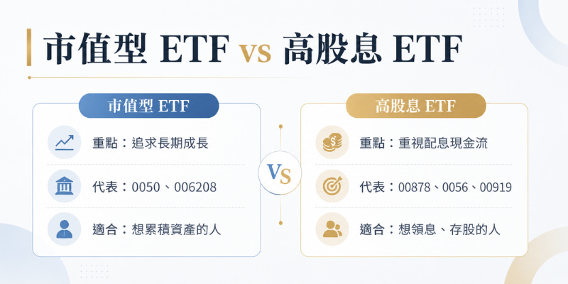 市值型、高股息ETF比較圖