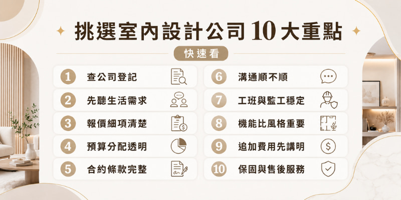 挑選室內設計公司的10大重點