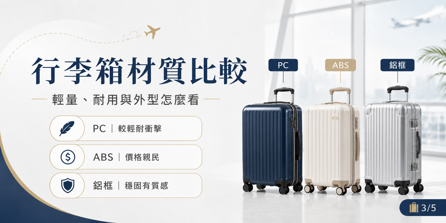 行李箱材質比較,PC、ABS與鋁框行李箱特色與適用需求