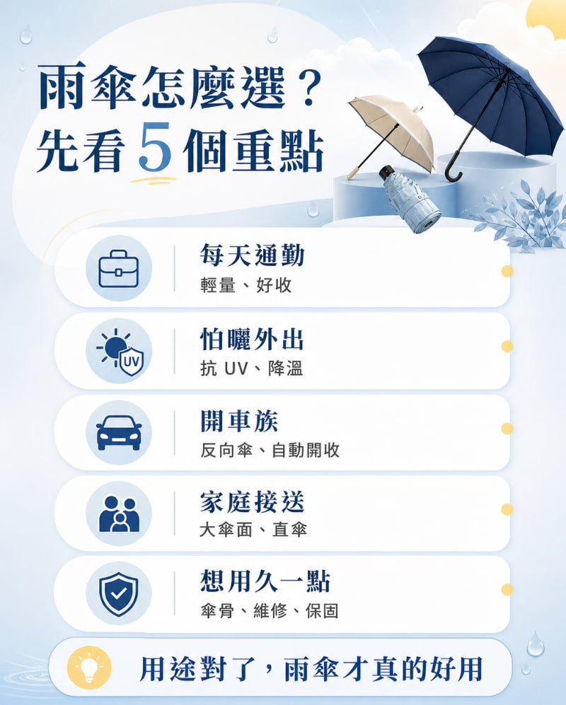 雨傘選擇5大重點